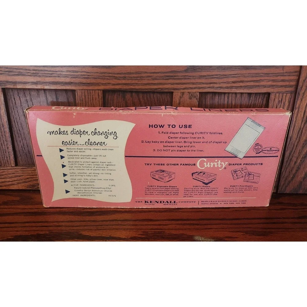Vintage Curity Diaper Liners 1950s The Kendall Company‎ USA Made Cloth Diaper